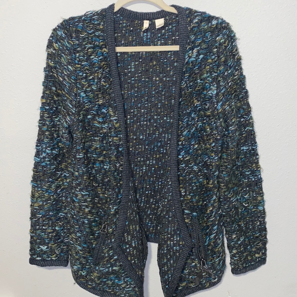 MOTH Anthropologie Wool Blend Cardigan Size Small oversized Woven Style